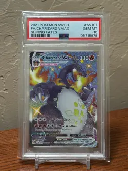 PSA 10 Charizard Vmax SV107/SV122 Pokemon Sword Shield Shining Fates Shiny Vault - Image 1
