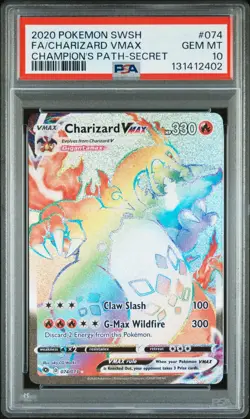CHARIZARD VMAX PSA 10 2020 POKEMON SWORD & SHIELD CHAMPION'S PATH 074/073 SECRET - Image 1