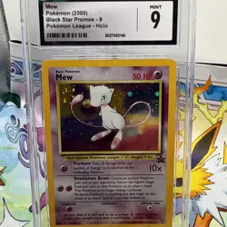 CGC 9 MINT Pokemon Mew #9 Holo Black Star Promo 2000 League Rare W/ Swirl - Image 3