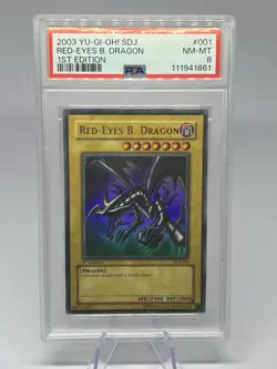 2003 Yu-Gi-Oh Red Eyes B Dragon SDJ-001 1st Edition PSA 8 - New Cert - Image 1