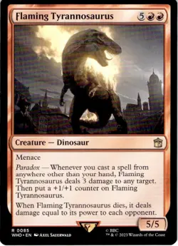 Flaming Tyrannosaurus 2023 Magic MTG Universes Beyond: Doctor Who #R0085 Rare - Image 1
