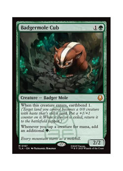Magic the Gathering MTG TLA Badgermole Cub 167 Regular Near Mint - Image 1