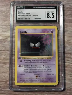 1999 Pokemon Base Set Gastly #50 1st Edition CGC 8.5 - Image 1