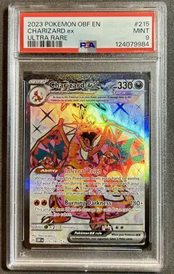 Charizard ex 2023 Pokemon Mint PSA 9 #215/197 Obsidian Flames Ultra Rare - Image 1