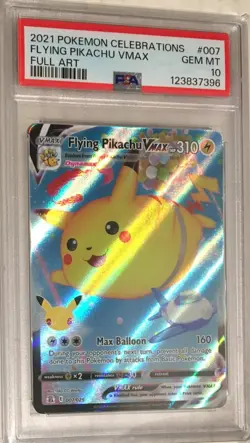 2021 Pokemon SWSH Celebrations PSA 10 Flying Pikachu VMAX FULL ART Holo #007 - Image 1