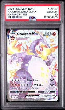 2021 Pokemon Sword & Shield Full Art Charizard Vmax Shining Fates #SV107 PSA 10 - Image 1