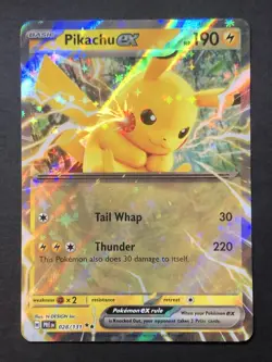 Pokemon TCG Pikachu EX 028/131 Prismatic Evolutions Rare Holo NM - Image 1