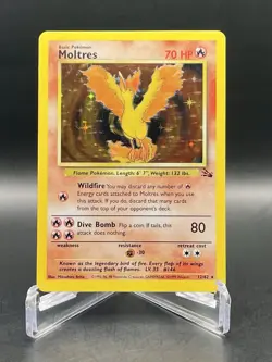 Moltres 12/62 Fossil Unlimited (1999) Holo Rare Card Vintage WOTC Pokemon TCG - Image 1