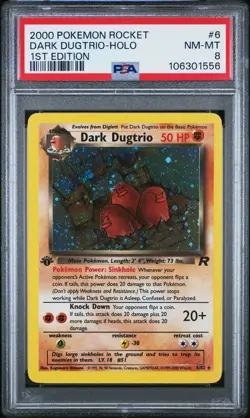 Dark Dugtrio-Holo 2000 Pokemon Rocket #6 1st Edition PSA 8 NEW SLAB - Image 1