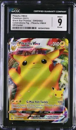 Pikachu VMAX Pokemon 2021 Celebrations Fig. Black Star Promo CGC 9 *Error* OC - Image 1