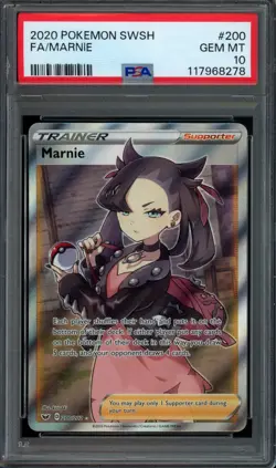 Pokemon Marnie Full Art 2020 SWSH Base #200 PSA 10 Gem Mint - Image 1