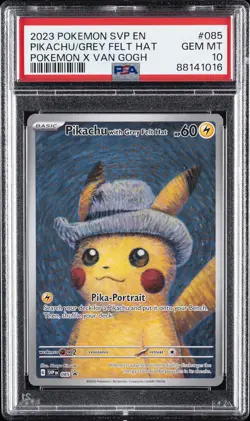 2023 POKEMON SVP EN-SV BLACK STAR PROMO #085 PIKACHU WITH GREY FELT HAT PSA 10 - Image 1
