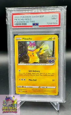 PIKACHU-SWSH234-PSA-GRADE 9-PROMO-POKEMON GO STAMP-COSMOS HOLO-SHIPPING INCLUDED - Image 1