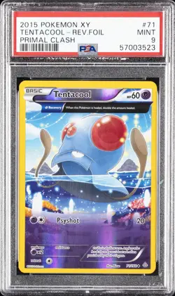 2015 POKEMON XY PRIMAL CLASH #71 TENTACOOL-REVERSE FOIL PSA 9 - Image 1