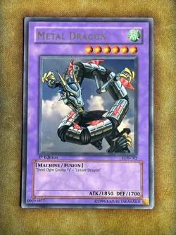 Yugioh Metal Dragon LOB-102 Rare 1st Ed GLOSSY NM - Image 1