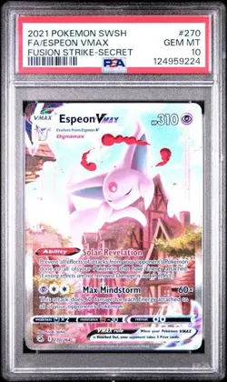 Espeon Vmax PSA 10 Fusion Strike Alt Art Pokemon Card 270/264 Full Art 2021 FA - Image 1