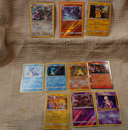 Lot of 10 Pokemon Card Charizard Pikachu Thunder Entei Mewtwo Nidoking Kingdra - Image 1