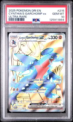 2025 POKEMON DRI EN-DESTINED RIVALS ULTRA RARE #215 CYNTHIA'S GARCHOMP EX PSA 10 - Image 1