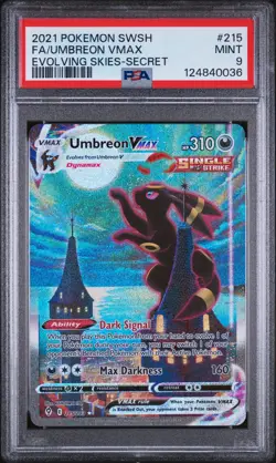 2021 POKEMON SWORD & SHIELD EVOLVING SKIES SECRET FULL ART/UMBREON VMAX PSA 9 - Image 1
