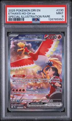 2025 POKEMON DRI EN-DESTINED RIVALS #230 ETHAN'S HO-OH EX PSA 9 - Image 1