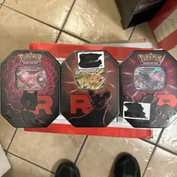 Team Rocket Tins- Full Set Pokemon TCG Set Of 3 Every Tin Art! Sealed! - Image 1