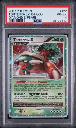 2007 POKEMON DIAMOND & PEARL #122 TORTERRA LV.X-HOLO PSA 4 - Image 1