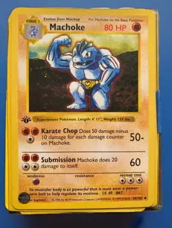Machoke 34/102 - 1st Edition BASE SET Shadowless POKEMON TCG WOTC RARE VINTAGE - Image 1