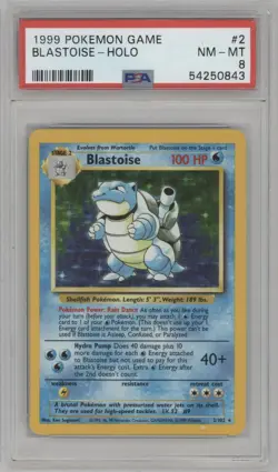 1999 Pokemon Base Set 2 Blastoise Holo #2/130 - PSA 8 NEAR MINT / MINT - Image 1
