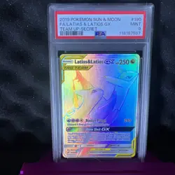 2019 POKEMON SUN & MOON TEAM UP SECRET #190 FULL ART/LATIAS & LATIOS GX PSA 9 - Image 2