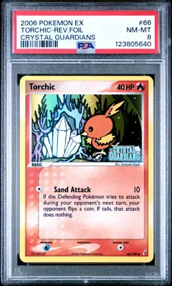 2006 POKEMON EX CRYSTAL GUARDIANS #66 TORCHIC-REVERSE FOIL PSA 8 - Image 1