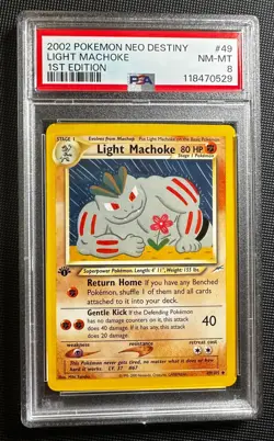2002 Pokemon NEO DESTINY 1st edition LIGHT MACHOKE #49 PSA 8 NM-MT - Image 1