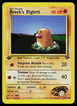 Pokemon Card - Brock's Diglett Gym Challenge 1st Edition 67/132 Common - Image 1