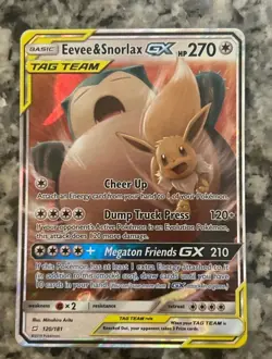 Eevee & Snorlax GX 120/181 SM Pokemon Team Up Holo Near Mint Ultra Rare Card - Image 1