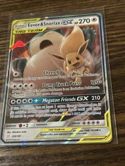 Eevee & Snorlax GX 120/181 SM Pokemon Team Up Holo Near Mint Ultra Rare Card - Image 3