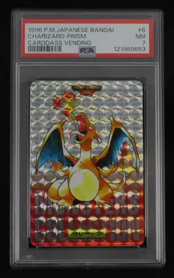 PSA 7 Pokemon Card Charizard #006 Prism Japanese Bandai Carddass Vending 1996 - Image 1