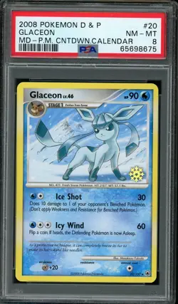 Pokemon Card Glaceon 20/100 Countdown Calendar Snowflake Promo PSA 8 NM-MT - Image 1