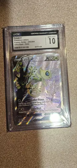 Celebi V CGC Graded 10 Gem Mint Alt Art 245/264 Fusion Strike Pokemon Card - Image 1