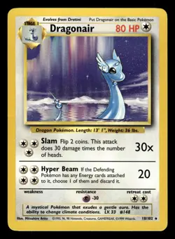Dragonair 18/102 Rare Base Set Pokemon Card - Image 1