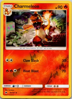 Charmeleon 19/147 SM - Burning Shadows Reverse Holo LP Pokemon TCG - Image 1