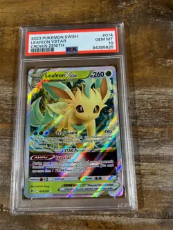 POKEMON 2023 Crown Zenith LEAFEON Vstar #014 PSA 10 Gem Mint RARE - Image 1