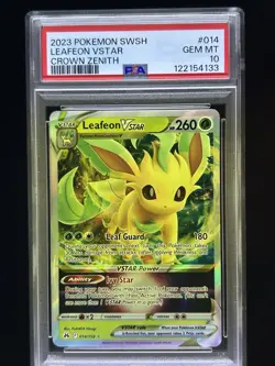PSA 10 - 2023 POKEMON SWORD AND SHIELD CROWN ZENITH 014 LEAFEON VSTAR - Image 1
