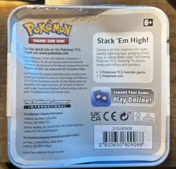 Pokemon TCG 2022 Water Type Stacking Collector Tin 3 Booster Packs New Sealed ev - Image 2