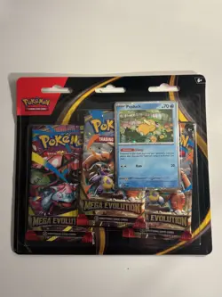 Pokemon TCG Mega Evolution Triple Pack Blister (Pysduck/Golduck) - New & Sealed - Image 1