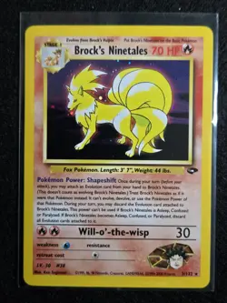 Brock's Ninetales - Pokemon Card Holo Rare 3/132 Gym Challenge WOTC 2000 - LP - Image 1