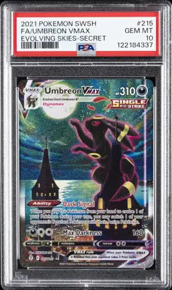2021 POKEMON SWORD & SHIELD EVOLVING SKIES SECRET FULL ART/UMBREON VMAX PSA 10 - Image 1