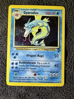 POKEMON Card Gyarados Base Set 2 7/130 Holo Unlimited Rare LP Vintage TCG - Image 1