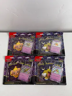 LOT OF 4 Pokemon Paldean Fates Tech Sticker Collection 3 Pack blister NEW SEALED - Image 1