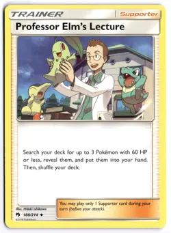 Pokemon Professor Elm's Lecture Uncommon SM - Lost Thunder 188/214 NM - Image 1