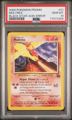 2000 POKEMON PROMO BLACK STAR TOSHINAO AOKI ERR #21 MOLTRES PSA 10 - Image 1