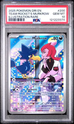 2025 POKEMON DRI EN-DESTINED RIVALS #200 TEAM ROCKET'S MURKROW PSA 10 - Image 1